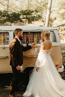 Outdoor event with warm string lights